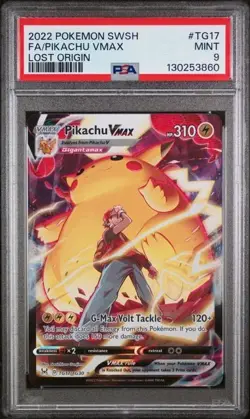 PSA 9 2022 POKEMON SWORD & SHIELD LOST ORIGIN #TG17 FA/PIKACHU VMAX LOST ORIGIN - Image 1