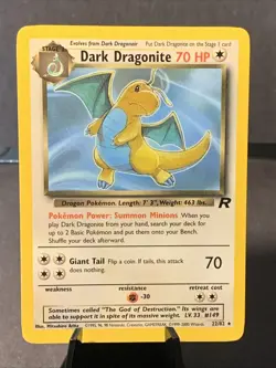 Pokemon TCG Dark Dragonite #22/82 Team Rocket Non Holo Rare VTG WOTC 2000 - Image 1