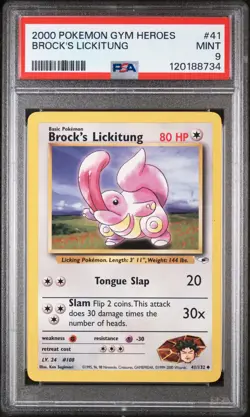 Pokemon TCG 41/132 Brock's Lickitung 2000 Pokemon Gym Heroes PSA 9 - Image 1