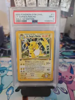 Pokemon Lt. Surges Raichu Holo 1st Edition Gym Challenge #11/132 PSA 9 - Image 1