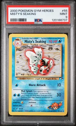 Pokemon TCG 55/132 Misty's Seaking 2000 Pokemon Gym Heroes PSA 9 - Image 1