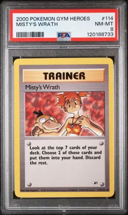 Pokemon TCG 114/132 Misty'S Wrath 2000 Pokemon Gym Heroes PSA 8 - Image 1