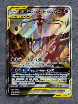 2020 Pokemon Psiana & Deoxys GX Tag Team FULL ART HOLO Black Star Promo SM240 - Image 1