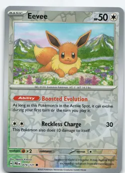 Eevee 074/131 Common Reverse Holo SV: Prismatic Evolutions NM Pokemon - Image 1