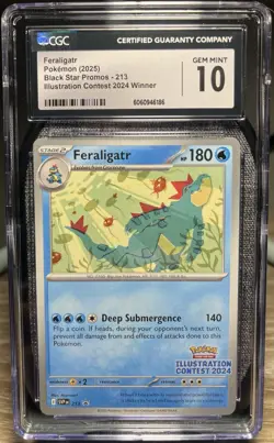 CGC 10 Pokemon Feraligatr 213 Illustration Contest 2024 Black Star Promo - Image 1