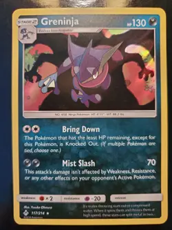 Greninja 117/214 Holo Rare Pokemon TCG Sun Moon Unbroken Bonds Very LP Alola - Image 2