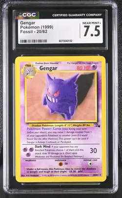 CGC 7.5 Gengar 1999 Fossil 20/62 Pokemon Card - Image 1