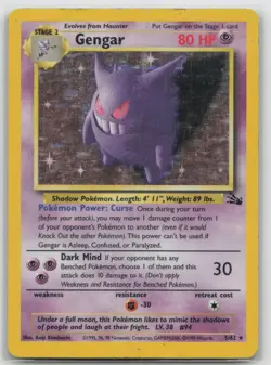 Pokemon Card Gengar (5) Holo Rare Fossil 05/62 HP - Image 1