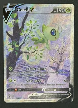 Celebi v Full Alternate Art Holo Pokemon TCG Card 245/264 SWSH Fusion Strike - Image 1