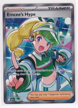Pokemon TCG Emcee's Hype Destined Rivals Full Art Trainer Card 220/182 - NM - Image 1