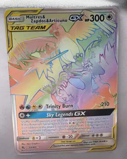 Moltres & Zapdos & Articuno GX 69/68 Rainbow Rare Hidden Fates Pokemon Card - Image 1