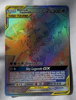 Moltres & Zapdos & Articuno GX 69/68 Rainbow Rare Hidden Fates Pokemon Card - Image 3