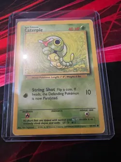Caterpie Common 45/102 Pokemon Card Hard Play Condition (Base Set) - Image 1