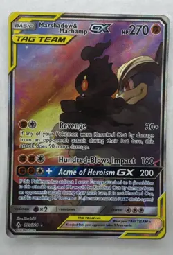 Marshadow & Machamp GX Full Art Holo Card 199/214 NM++/Mint Condition - Image 1