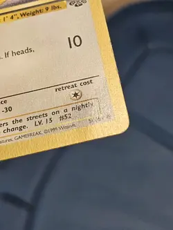 1999 MP Gold Border #56 Meowth *Very small crease* Fruit Roll Promo -Pokemon TCG - Image 5