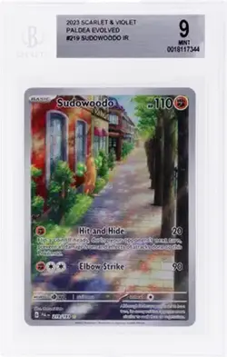 Paldea Evolved 219/193 Sudowoodo Illustration Rare Holo BGS 9 MINT 2023 Pokemon - Image 1