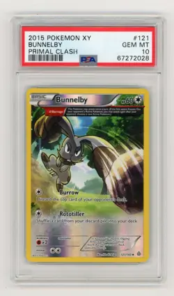 2015 Pokemon XY Bunnelby Reverse Holo #121 Primal Clash PSA 10 Pop 1 - Image 1