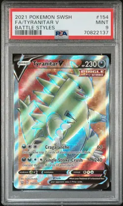 Pokemon - Tyranitar V - PSA 9 - Full Art - Battle Styles - Plus Free Pack! - Image 1