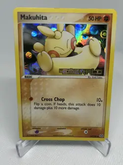 2005 POKEMON NINTENDO EX EMERALD MAKUHITA 54/106 REVERSE HOLO STAMPED LP - Image 1