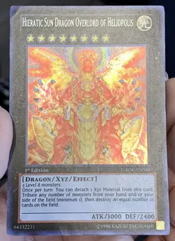 2012 Hieratic Sun Dragon Overlord of Heliopolis GAOV-EN048 Secret Rare 1st Ed LP - Image 3