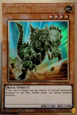 MGED-EN008 FOSSIL DYNA PACHYCEPHALO PREMIUM GOLD RARE 1ST EDITION YuGiOh CARD - Image 1