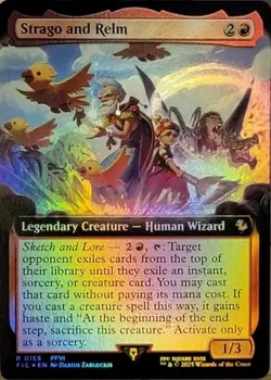 MTG Strago and Relm (Extended Art) Foil Final Fantasy Magic The Gathering - Image 1