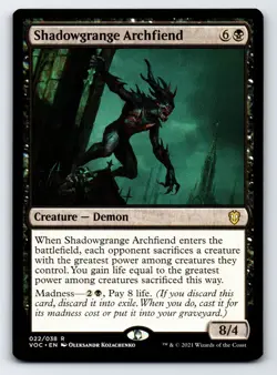 Shadowgrange Archfiend R Commander: Innistrad: Crimson Vow # 22 NM Normal - Image 1