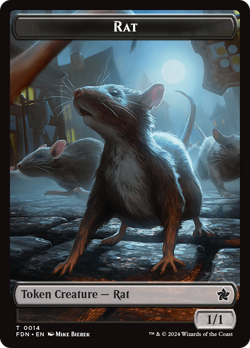 x4 Rat / Zombie (14/15) FDN Foundations MTG DOUBLE SIDED TOKEN 4x - Image 1