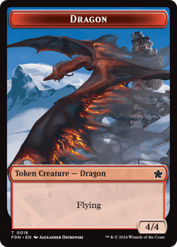 x4 Dragon / Dragon (16/17) FDN Foundations MTG DOUBLE SIDED TOKEN 4x - Image 1