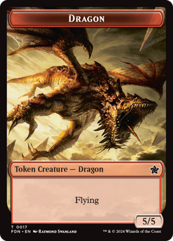 x4 Dragon / Dragon (16/17) FDN Foundations MTG DOUBLE SIDED TOKEN 4x - Image 2
