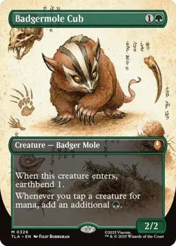 NM Borderless Badgermole Cub, MTG, Avatar: The Last Airbender, Magic, 326 - Image 1