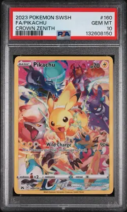 PSA 10 GEM MINT 2023 Pokemon Pikachu Crown Zenith Full Art Secret Rare SWSH 160 - Image 1