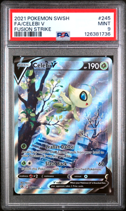 Celebi V Alternate Full Art 245/264 Swsh08: Fusion Strike Holo PSA 9 Pokemon - Image 1