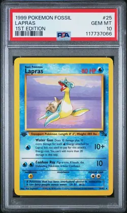 Lapras 1st Edition PSA 10 1999 Pokemon Fossil #25 - Image 1
