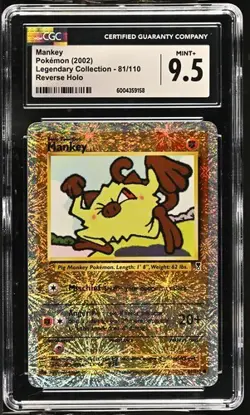 2002 POKEMON LEGENDARY COLLECTION MANKEY #81 REVERSE HOLO CGC 9.5 MINT+ - Image 1