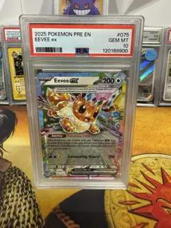 Eevee ex PSA 10 GEM MINT - 2025 Pokemon PRE EN #075 - Tera Crystal Holo - Image 1