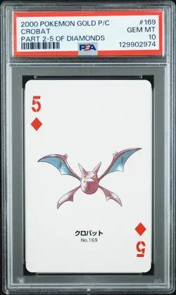 2000 POKEMON GOLD VERSION PART 2 PLAYING CARDS 5 OF DIAMONDS #169 CROBAT PSA 10 - Image 1