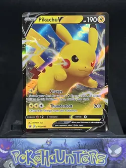 Pokemon Card Pikachu V SWSH061 Black Star promo Half Art Holo Rare Near Mint - Image 1