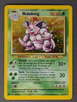 Pokemon TCG Nidoking Base Set Holo Unlimited Rare Card 11/102 LP Condition - Image 1