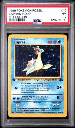 Pokemon TCF Lapras 10/62 1st Edition Holo PSA 7 - Image 1