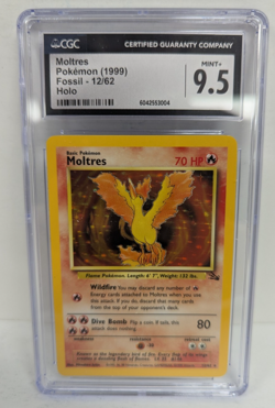 Moltres Pokemon (1999) Fossil 12/62 Holo CGC 9.5 MINT+ - Image 2