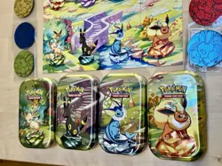 Pokemon Prismatic Evolutions Mini Tins, Coins, Prints, No Packs, Set Of 8 - Image 5