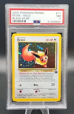 PSA 7 NM Pokemon 2000 Black Star Eevee #11 Holo Pokemon League Promo - Image 1