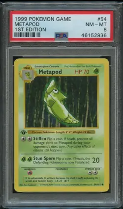 Pokemon 1st Edition Base Metapod PSA 8 NM-Mint 54/102 1st Ed Shadowless Base - Image 1
