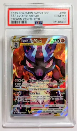2023 Pokemon Lucario VSTAR Crown Zenith ETB PSA 10 - Image 1