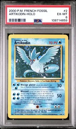 2000 Pokemon FRENCH Unlimited Fossil Artikodin-Articuno Holo 2/62 PSA 6 EX-MT - Image 1