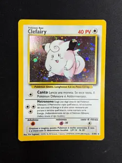 Pokemon Clefairy 5/102 Set Base Rara Holo Unlimited Wizard ITA Carte Vintage - Image 1