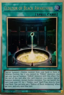 MGED-EN049 ELDLIXIR OF BLACK AWAKENING PREMIUM GOLD RARE 1ST EDITION YuGiOh CARD - Image 1