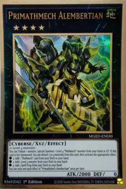 MGED-EN030 PRIMATHMECH ALEMBERTIAN PREMIUM GOLD RARE 1ST EDITION YuGiOh CARD - Image 1