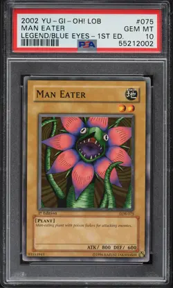 YUGIOH LEGEND OF BLUE EYES 1ST ED LOB-075 MAN EATER PSA 10 GEM MINT #55212002 - Image 1